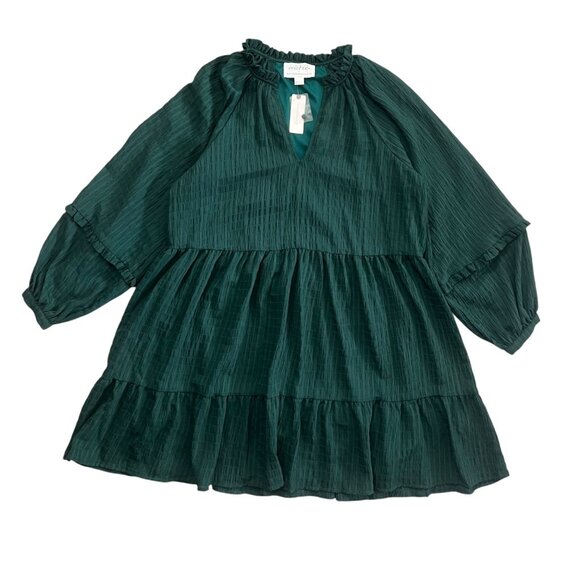Anthropologie Mare Mare Anne Tiered Tunic Dress Green L Cottagecore Boho Peasant - Picture 1 of 10